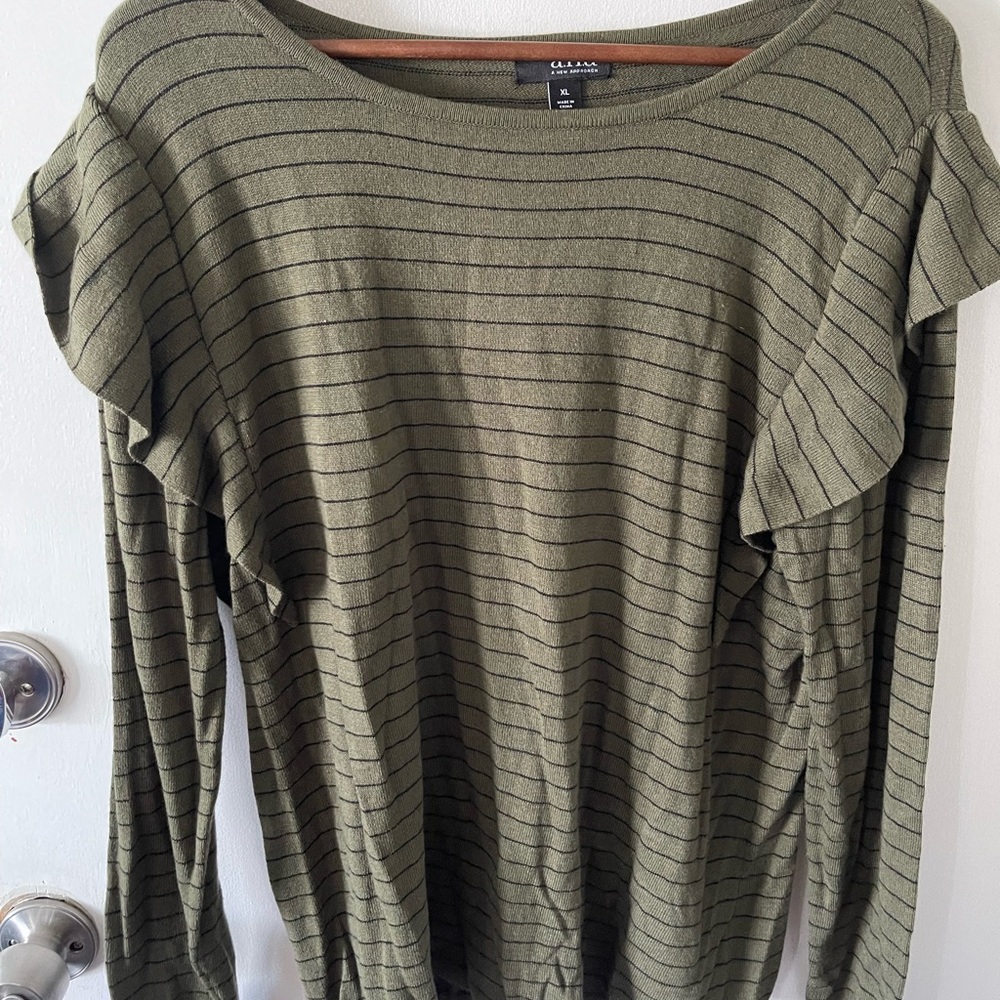 Olive Striped Women's Top